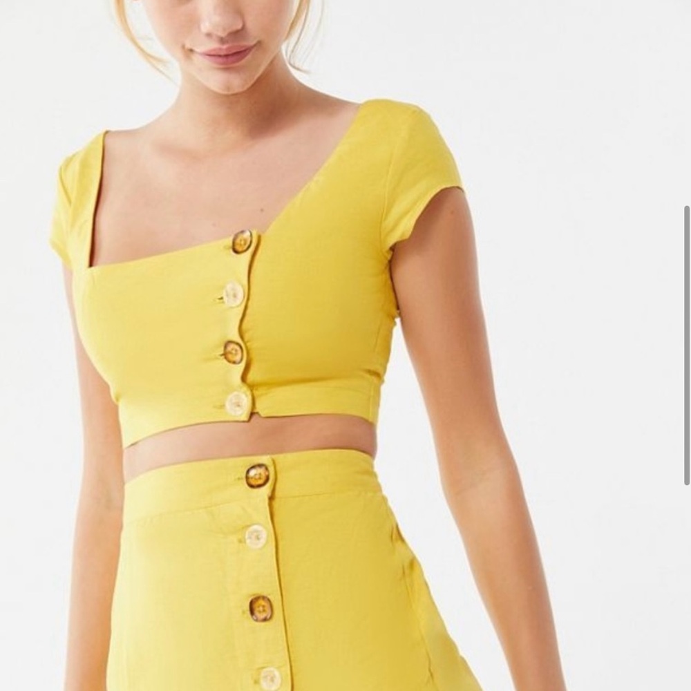 NWT Urban Outfitters Mustard Yellow Linen Crop Top